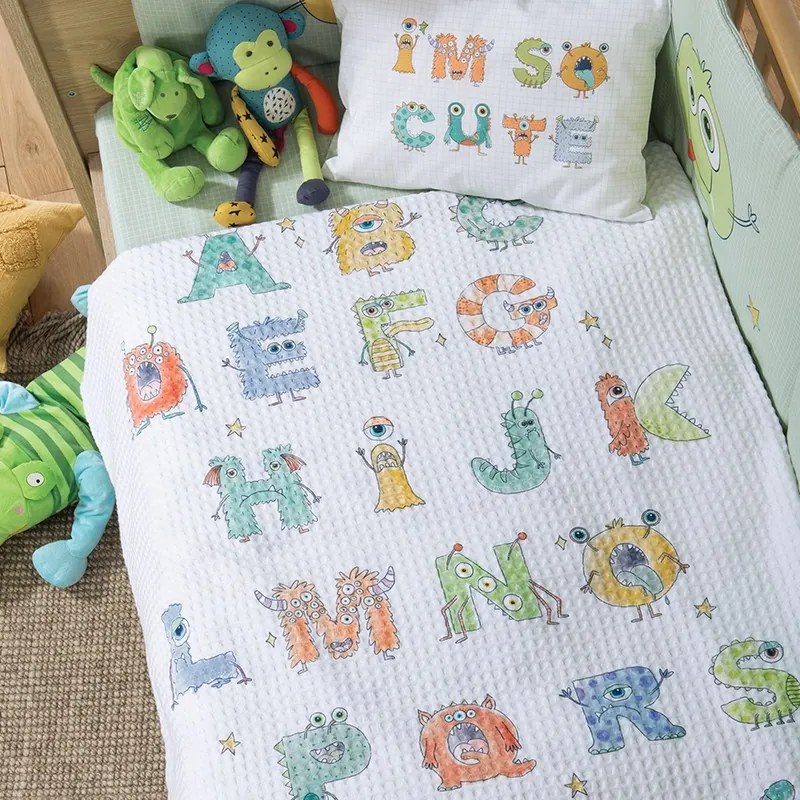 ΒΡΕΦΙΚΗ ΚΟΥΒΕΡΤΑ ΠΙΚΕ ΛΙΚΝΟΥ ALPHABET MONSTER 80X110 5205495605159