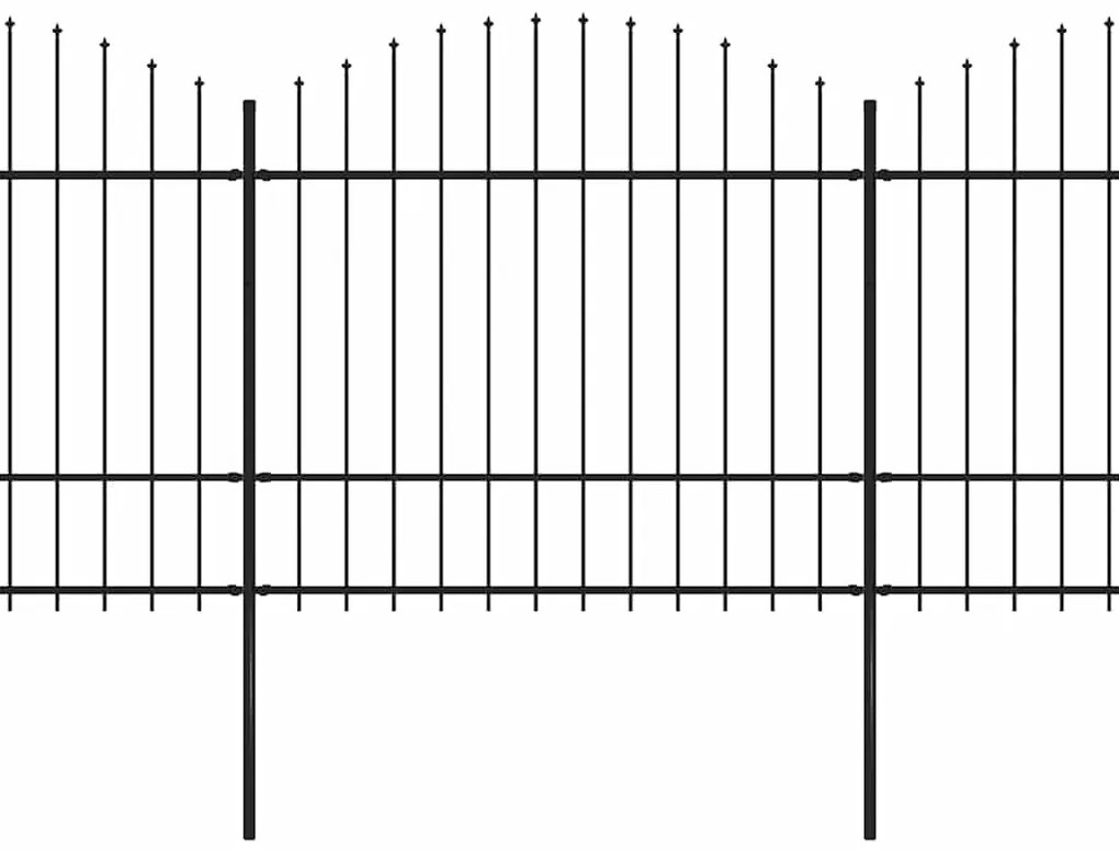vidaXL Κάγκελα Περίφραξης με Λόγχες Μαύρα (1,5-1,75) x 5,1 μ. Ατσάλινα