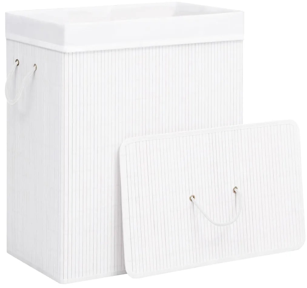 vidaXL Καλάθι Άπλυτων με 1 Τμήμα Λευκό 83 Λίτρα από Μπαμπού