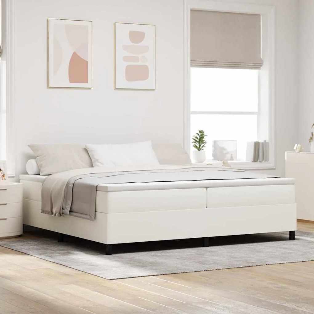 vidaXL Κρεβάτι Box Spring Κρεμ 200x200 εκ Κορντούροι Υλικό