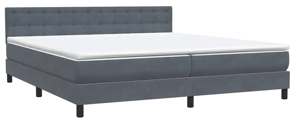 vidaXL Box Spring Κρεβάτι με στρώμα Σκούρο γκρι 200x220 cm Βελούδινο