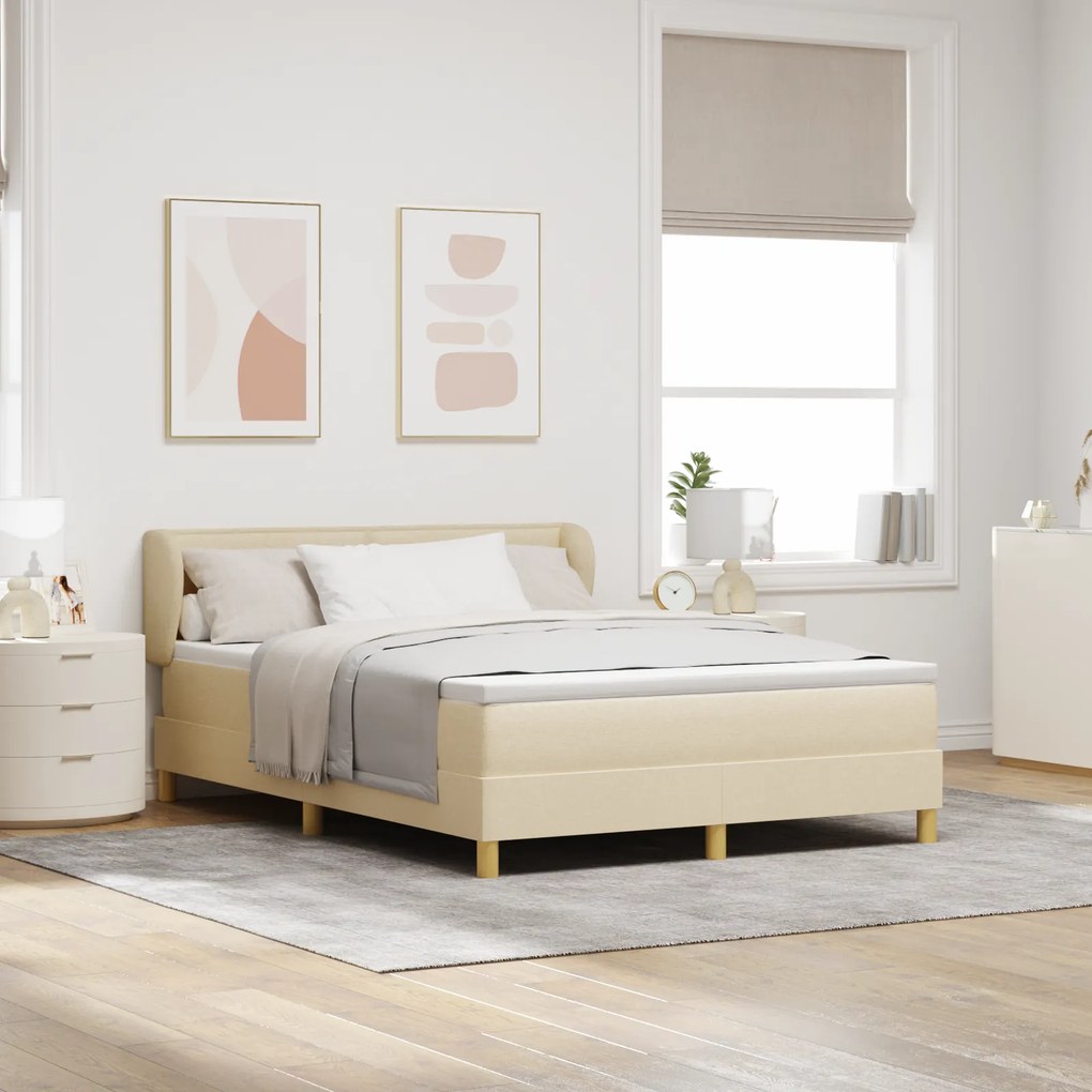 vidaXL κρεβάτι με στρώμα με κρεμ χρώμα 160x200 εκ κατασκευασμένο από ύφασμα