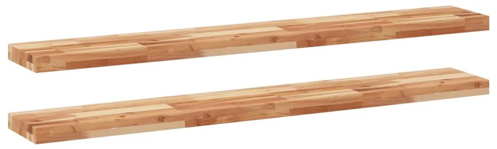 Ράφια Κρεμαστά 2 Τεμ. 160x20x4εκ. Φινίρισμα Λαδιού Μασίφ Ακακία - Καφέ