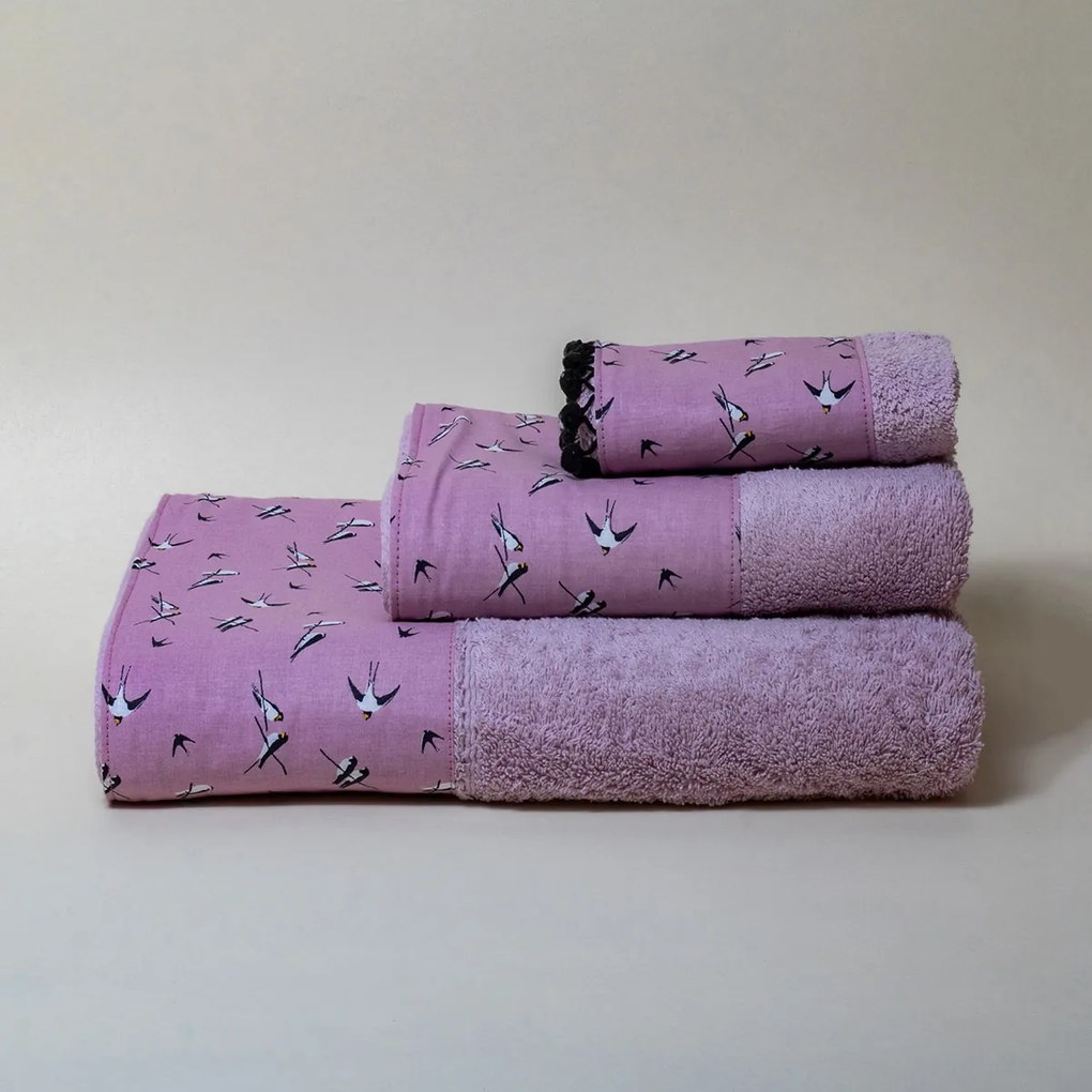 Πετσέτες Μπάνιου (Σετ 3τμχ) White Fabric Martin Pink 600gsm