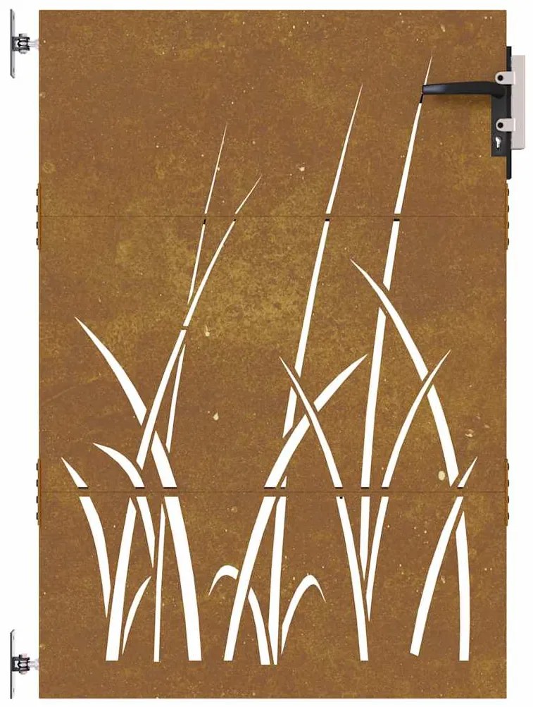 vidaXL Πόρτα Κήπου με Σχέδιο Χόρτου από Ατσάλι Corten 85x150 εκ.