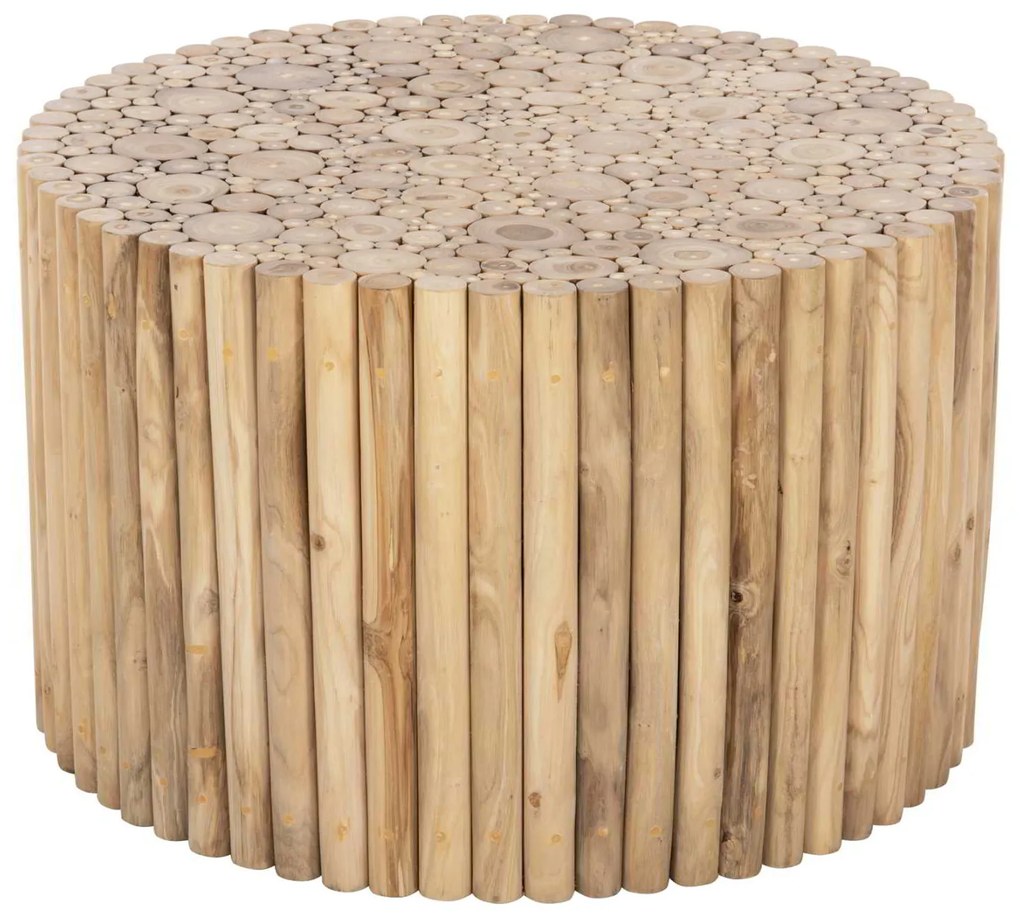 ΤΡΑΠΕΖΙ ΣΑΛΟΝΙΟΥ ΣΤΡΟΓΓΥΛΟ COOTER HM9863 ΚΛΑΔΙΑ TEAK-ΦΥΣΙΚΟ Φ80x50Υεκ.