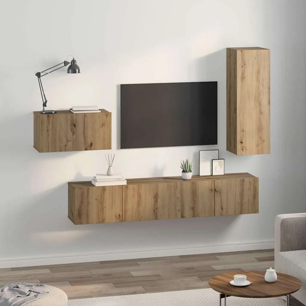 vidaXL Σετ επίπλου τηλεόρασης 4 pcs artisan δρυς 30.5 x 30 x 90 cm