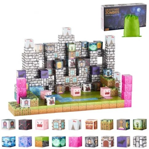 VEVOR Magnetic Blocks 100 PCS Cemetery Zombies Set STEM Montessori Sensory Toys