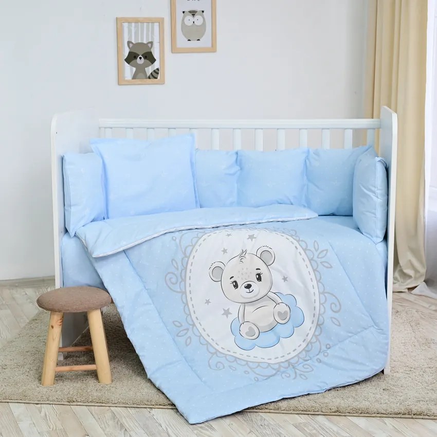 Σετ Προίκας Μωρού κούνιας 5τεμ. 70x140cm  Little Bear Blue  20800085901 Lorelli