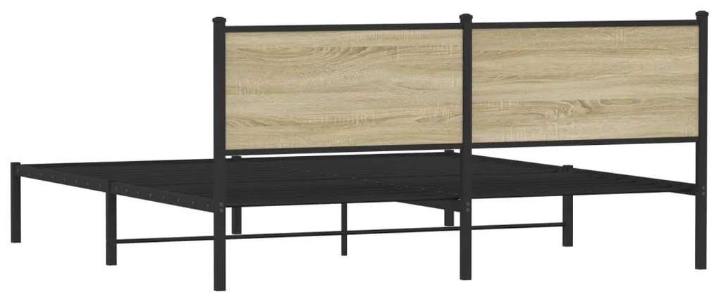 vidaXL Σκελετός Κρεβ. Χωρίς Στρώμα Sonoma Δρυς 160x200 εκ. Μεταλλικό