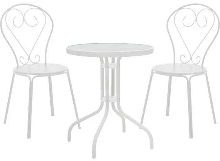 Σετ Κήπου Τραπεζαρία Watson-Chari 3 τεμ Μεταλλικό Λευκό 70x70x70 εκ.