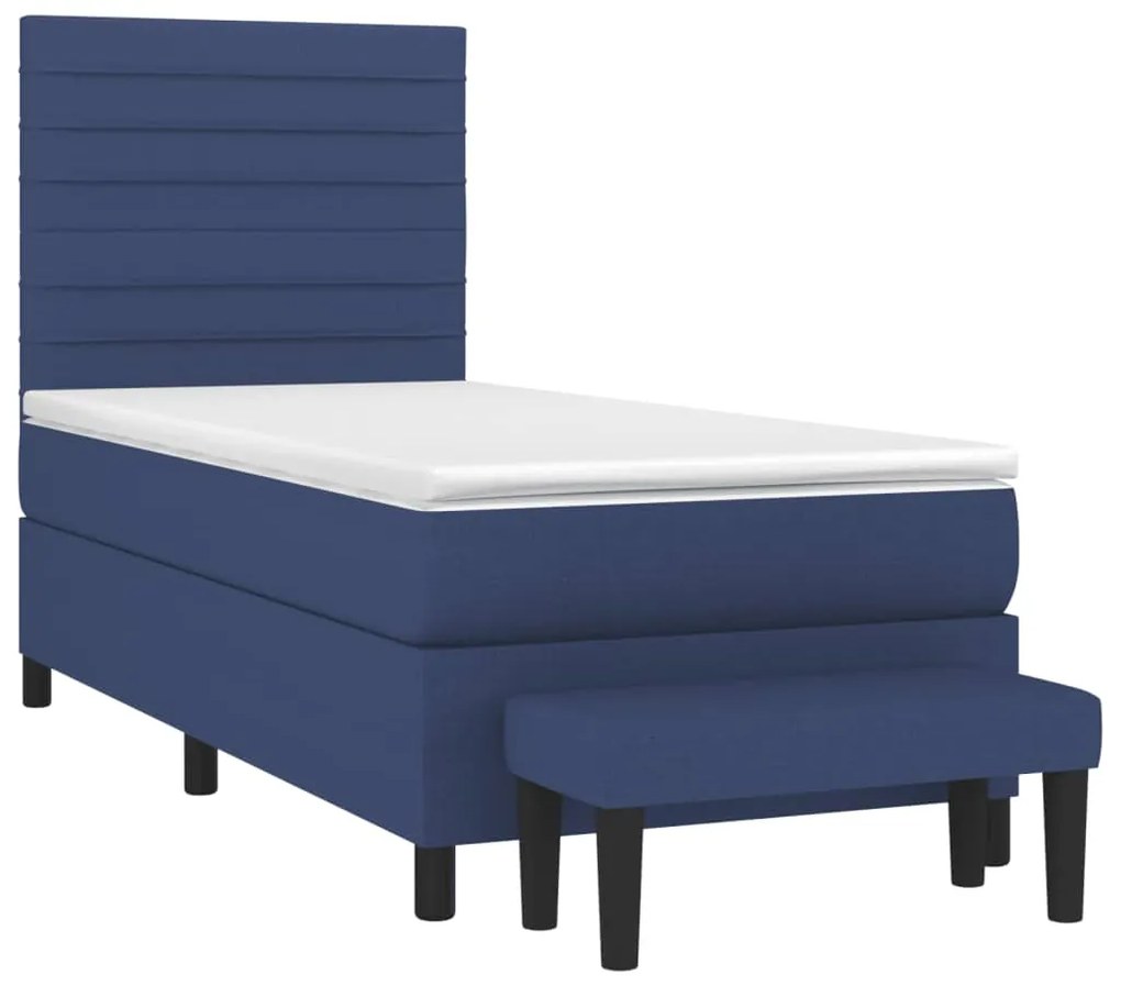 vidaXL Κρεβάτι Boxspring με Στρώμα Μπλε 80x200 εκ. Υφασμάτινο
