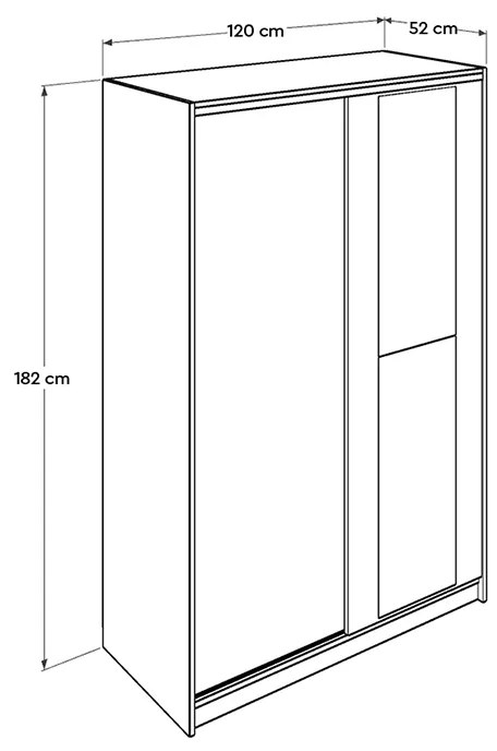Ντουλάπα ρούχων Slide Megapap συρόμενη με καθρέφτη σε χρώμα sonoma 120x52x182εκ. - GP009-0108 - GP009-0108