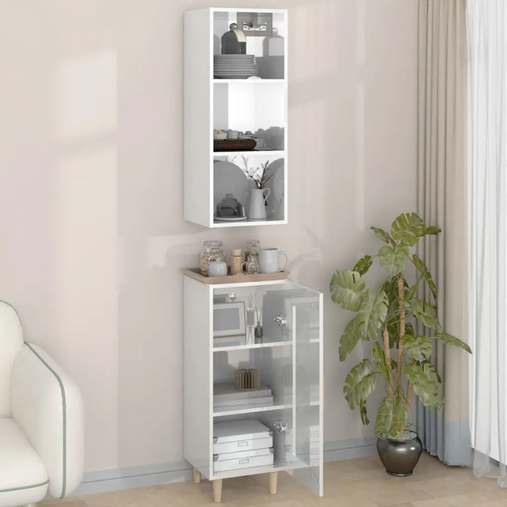 vidaXL Ντουλάπι Γυαλ. Λευκό 34,5 x 34 x 180 εκ. από Επεξεργασμένο Ξύλο