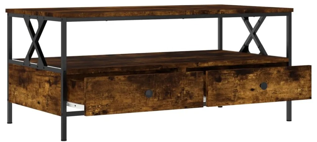 vidaXL Τραπεζάκι Σαλονιού Καπνιστή Δρυς 100 x 51x 45 εκ. Επεξεργ. Ξύλο