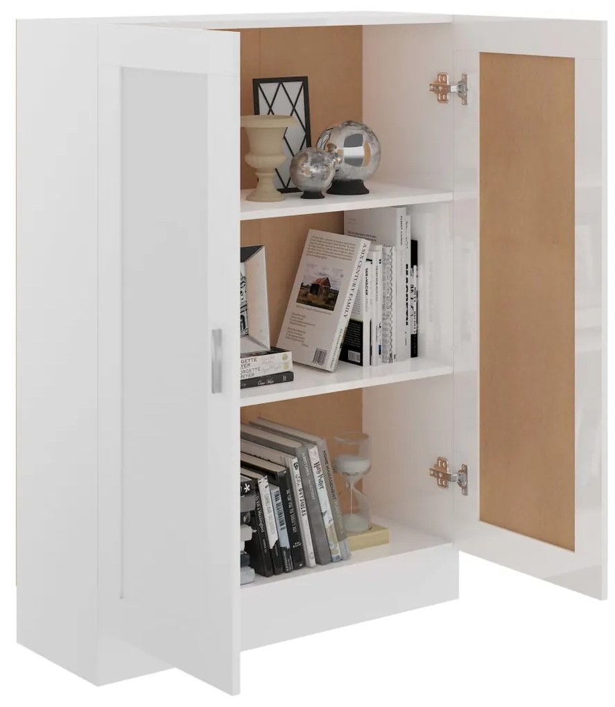 vidaXL Βιβλιοθήκη Γυαλιστερό Λευκό 82,5 x 30,5 x 115 εκ. Μοριοσανίδα