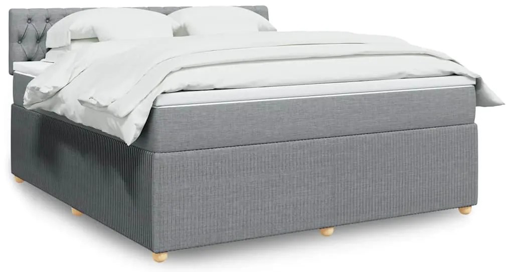 vidaXL Κρεβάτι Boxspring με Στρώμα Ανοιχτό Γκρι 180x200 εκ. Υφασμάτινο