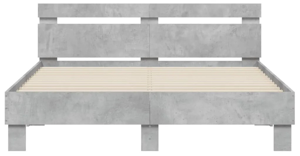 Πλαίσιο Κρεβατιού με Κεφαλάρι Γκρι Σκυρ. 150x200 εκ. Επεξ. Ξύλο - Γκρι