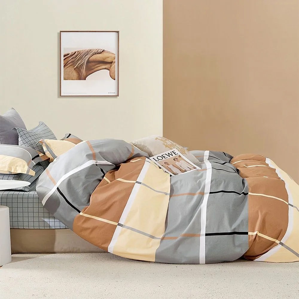 Σεντόνια SD314 (Σετ 4τμχ) Grey-Brown Palamaiki Υπέρδιπλο 230x260cm 100% Βαμβακοσατέν