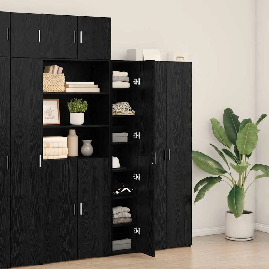 vidaXL Highboard 2 pcs Μαύρη Οξυά 30 x 42,5 x 185 εκ