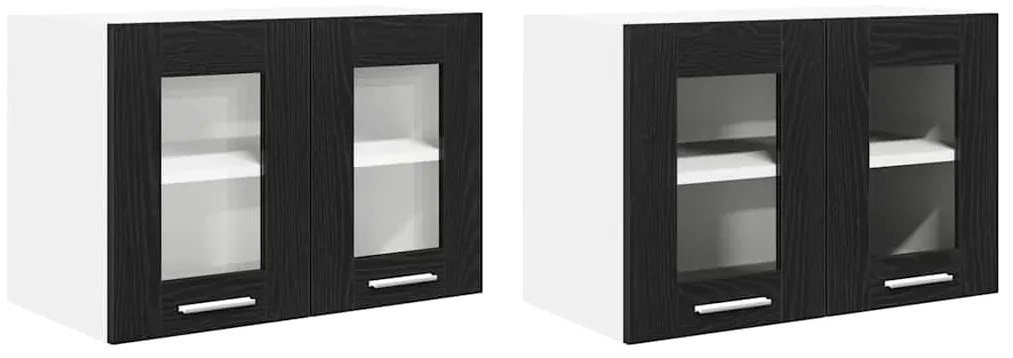 vidaXL Κρεμαστό ντουλάπι με πόρτα 2 pcs Μαύρη Οξυά 60 x 31 x 40 εκ