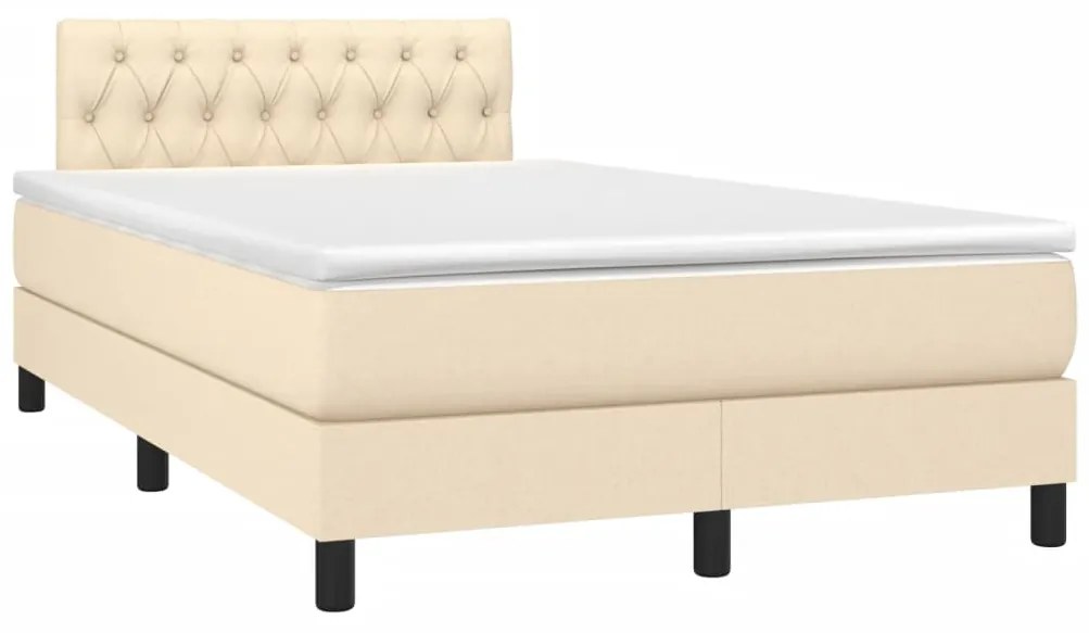 vidaXL Κρεβάτι Boxspring με Στρώμα Κρεμ 120x200 εκ. Υφασμάτινο