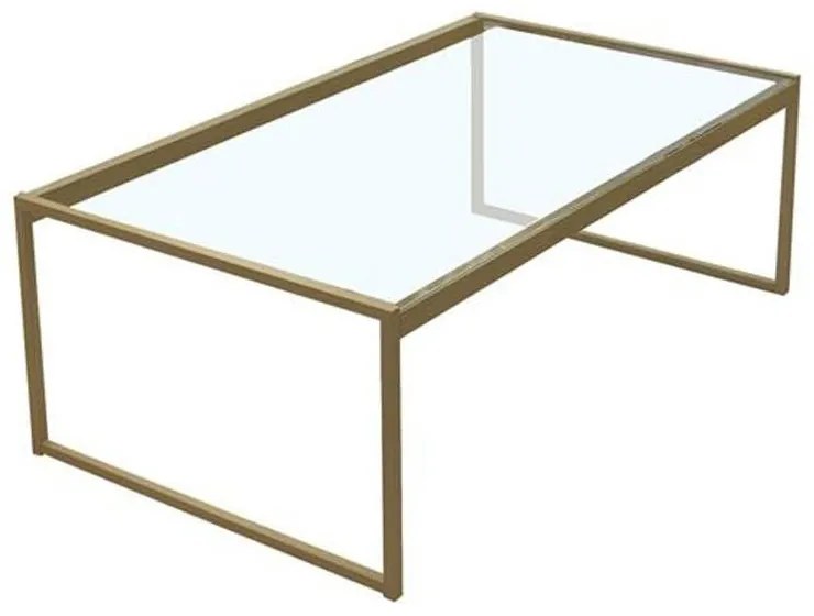 Τραπεζάκι Σαλονιού Toledo ΕΜ520 120x60x48cm Gold-Glass Metal, Glass