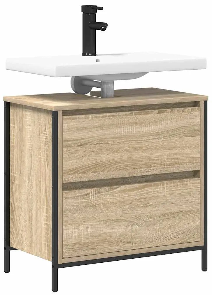 vidaXL Ντουλάπι νιπτήρα μπάνιου με συρτάρια Sonoma Δρυς 60x34,5x60 εκ.