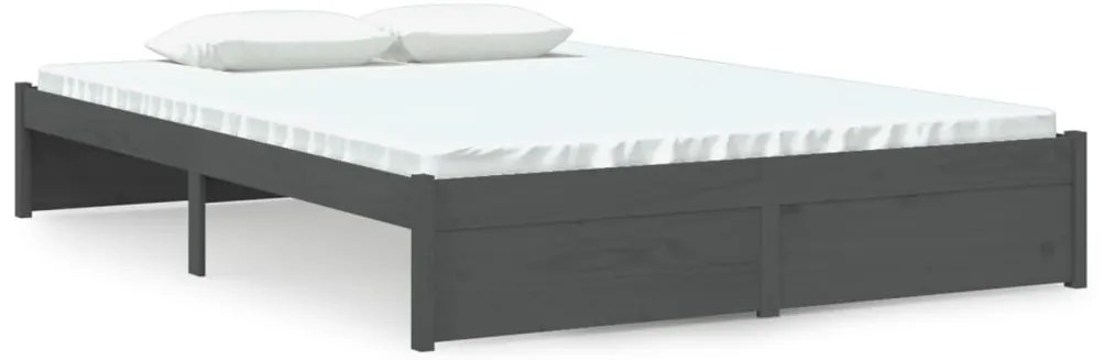 vidaXL Πλαίσιο Κρεβατιού Γκρι 140 x 200 εκ. από Μασίφ Ξύλο