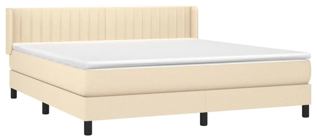 Κρεβάτι Boxspring με Στρώμα Κρεμ 160x200 εκ. Υφασμάτινο - Κρεμ