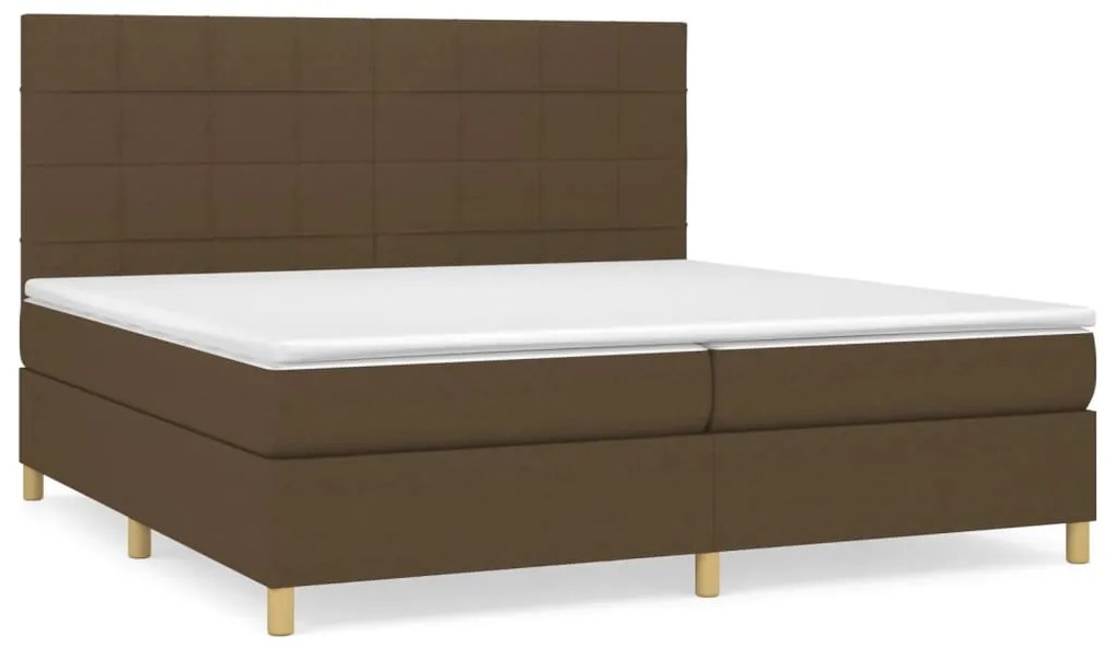 vidaXL Κρεβάτι Boxspring με Στρώμα Σκούρο Καφέ 200x200 εκ. Υφασμάτινο