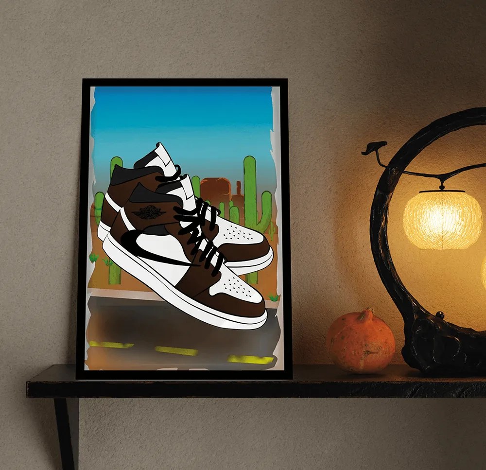 Ξύλινο Κάδρο Travis Scott Air Jordan 1 30X40cm SNK9