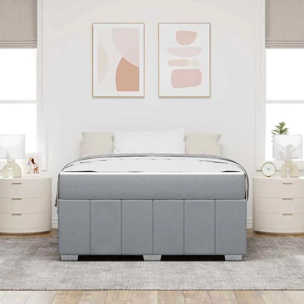 vidaXL Σκελετός Κρεβατιού Ανοιχτό γκρι 140 x 200 cm ύφασμα