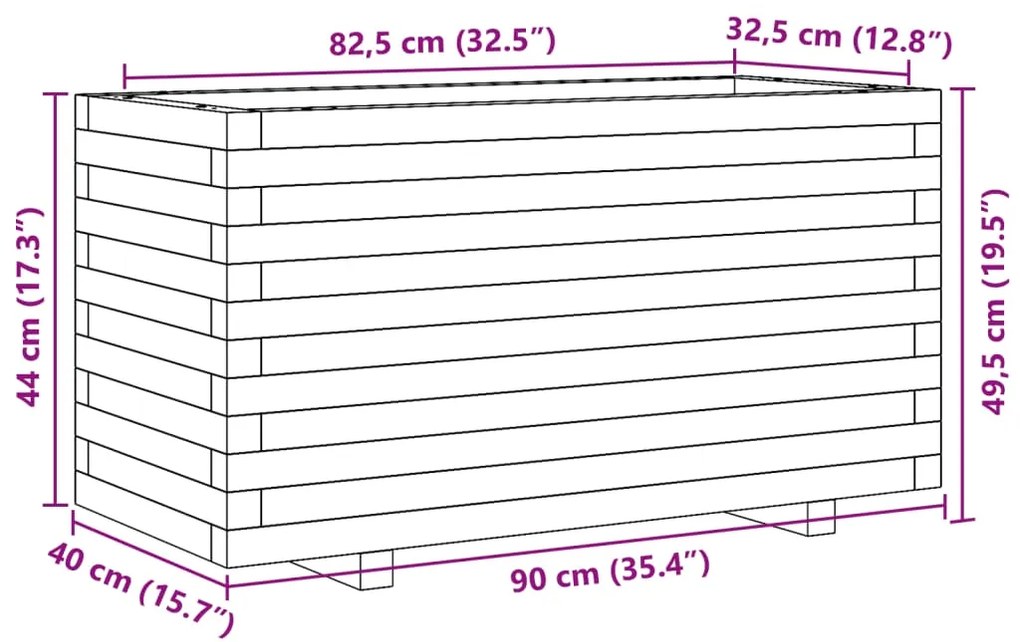 ΖΑΡΝΤΙΝΙΕΡΑ ΚΗΠΟΥ 90X40X49,5 ΕΚ ΑΠΟ ΜΑΣΙΦ ΞΥΛΟ ΠΕΥΚΟΥ 847373