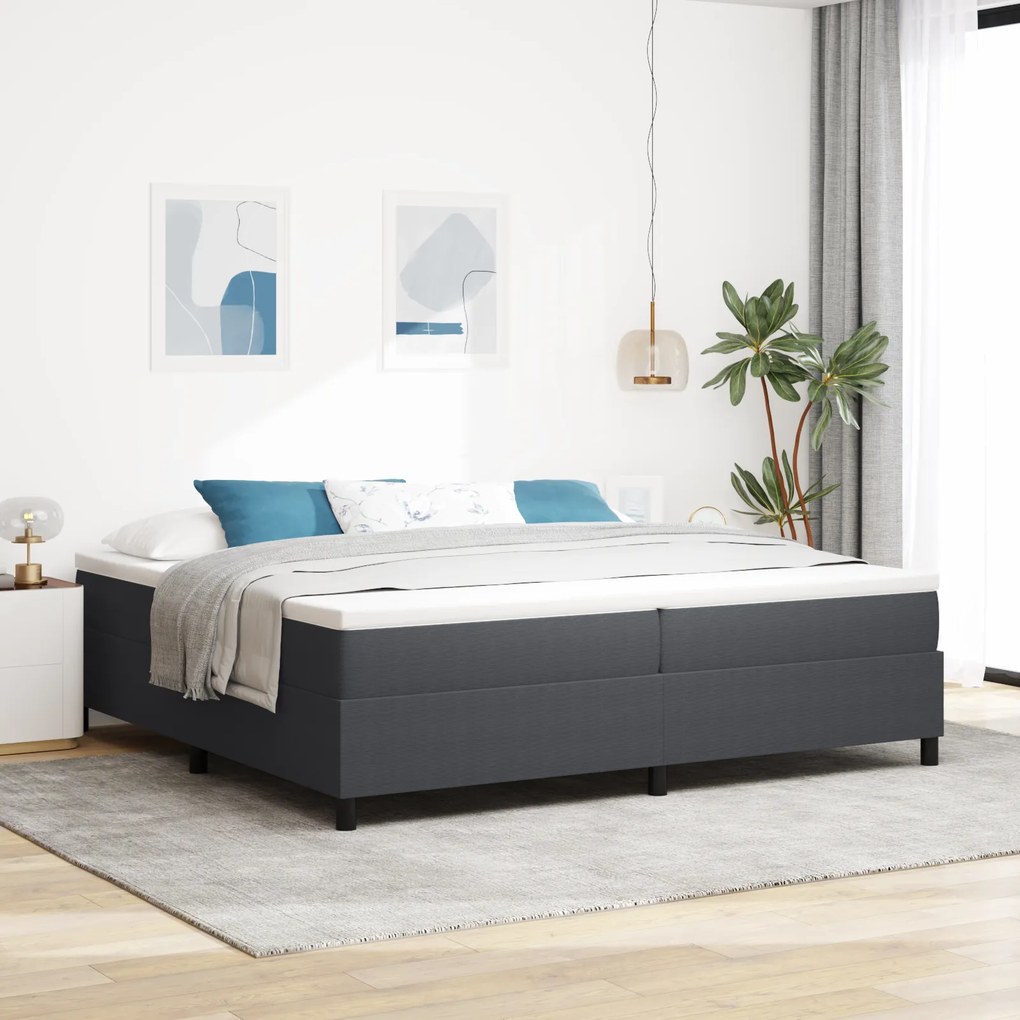 vidaXL Κρεβάτι Box Spring με Στρώμα σε Σκούρο Γκρι, 200 x 200 εκ, Ύφασμα Κορντούρας.