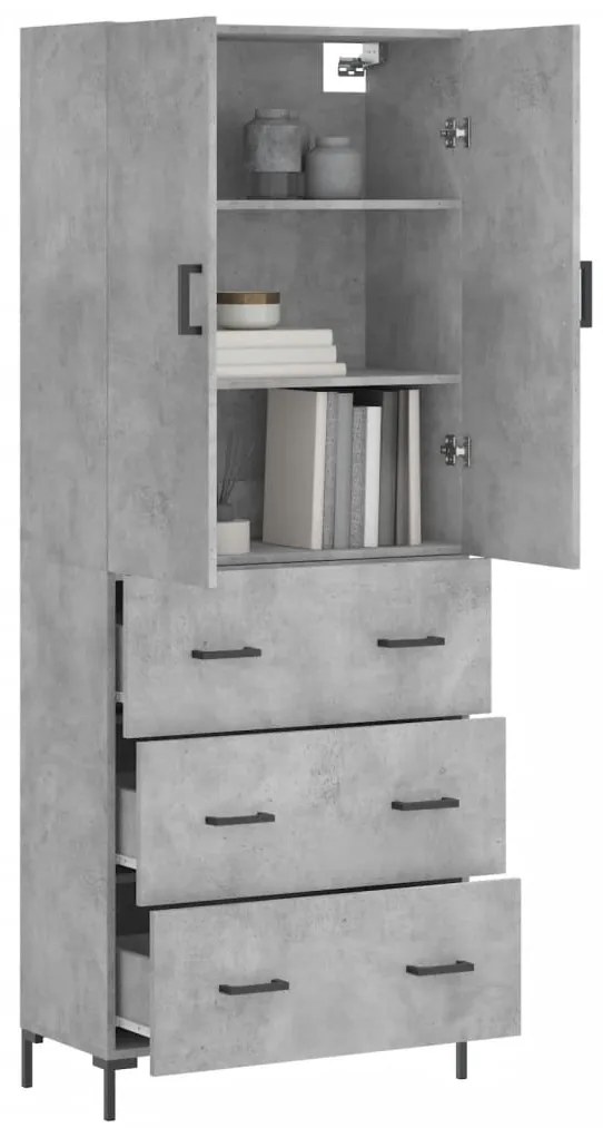 vidaXL Ντουλάπι Γκρι Σκυροδέματος 69,5x34x180 εκ. Επεξεργασμένο Ξύλο