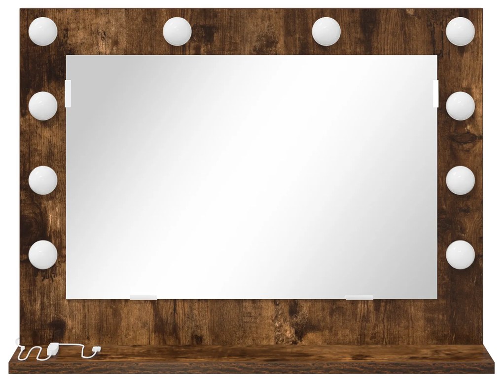 vidaXL Καθρέπτης Vanity  Καπνιστή ραστώνη Ξύλο, Γυαλί 60 x 45 x 18 εκ