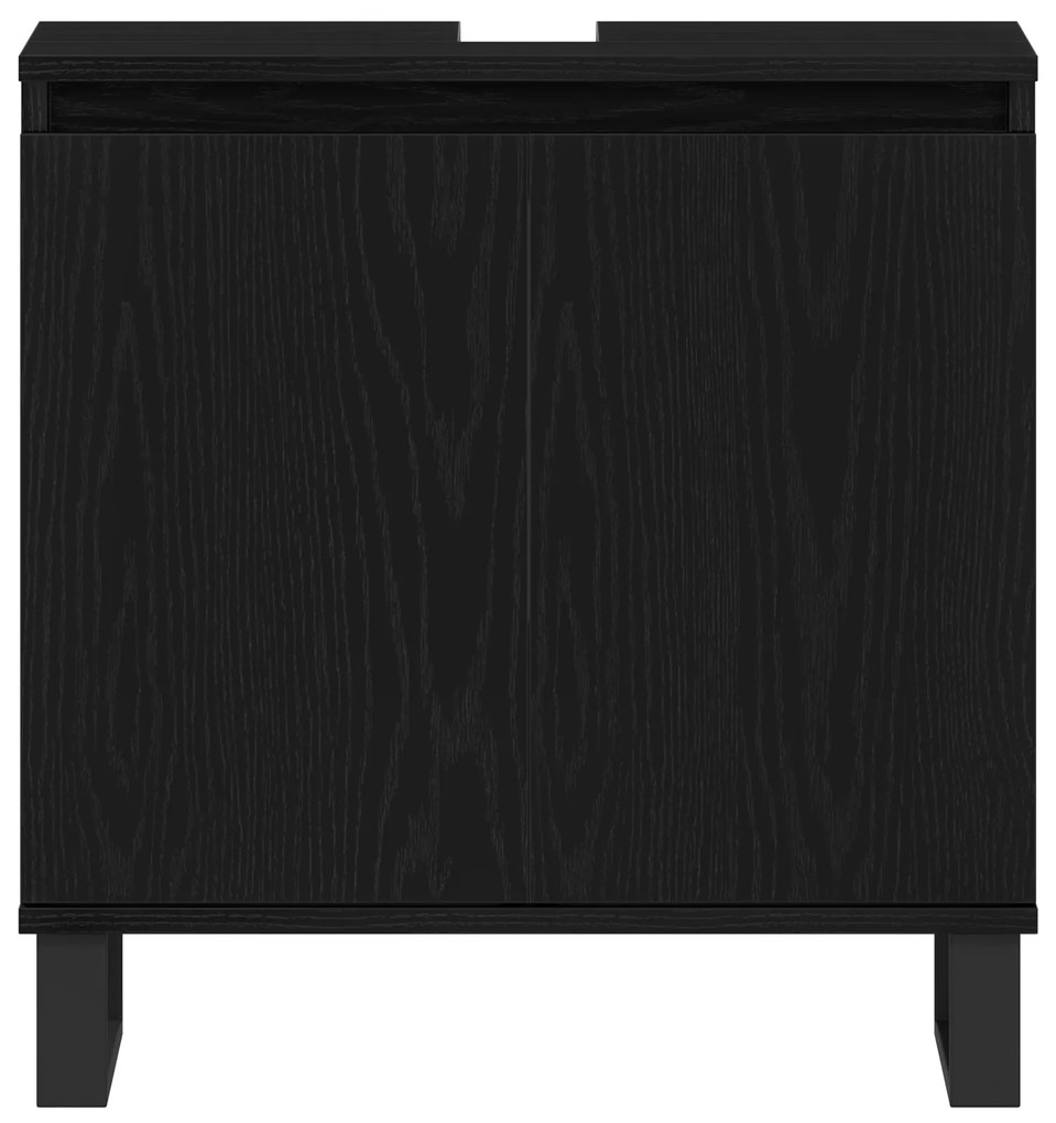 vidaXL Νιπτήρας Μπάνιου Μαύρο Δρυς 58x33x60 εκ. Επεξεργασμένο ξύλο
