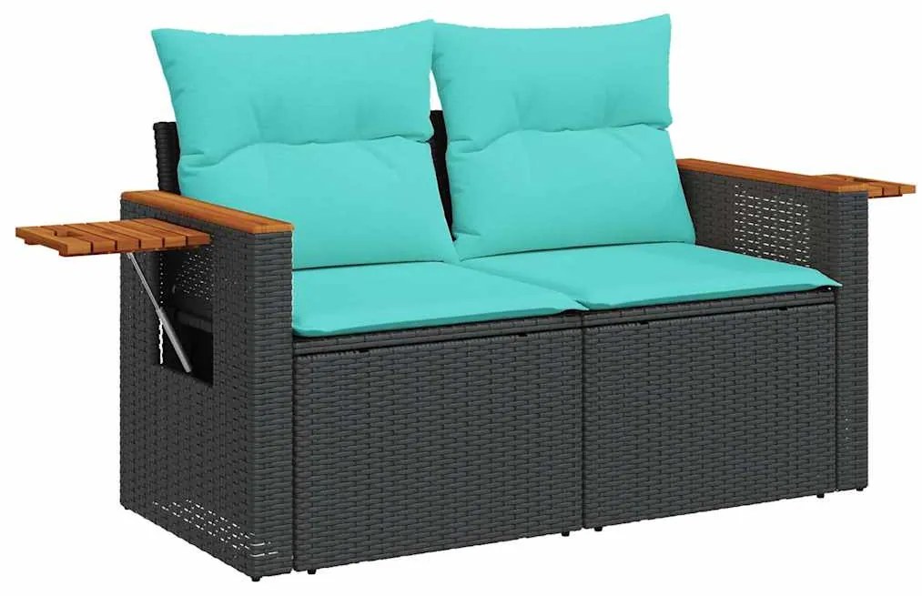 vidaXL Καναπές Κήπου 6 Τεμαχίων Μαύρο από Συνθετικό Ρατάν με Μαξιλάρια