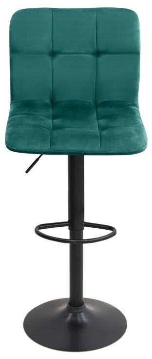 Σκαμπό μπαρ Carmelo Megapap με ρυθμιζόμενο ύψος βελούδο κυπαρισσί - βάση μαύρο ματ 45x42x90/113εκ.