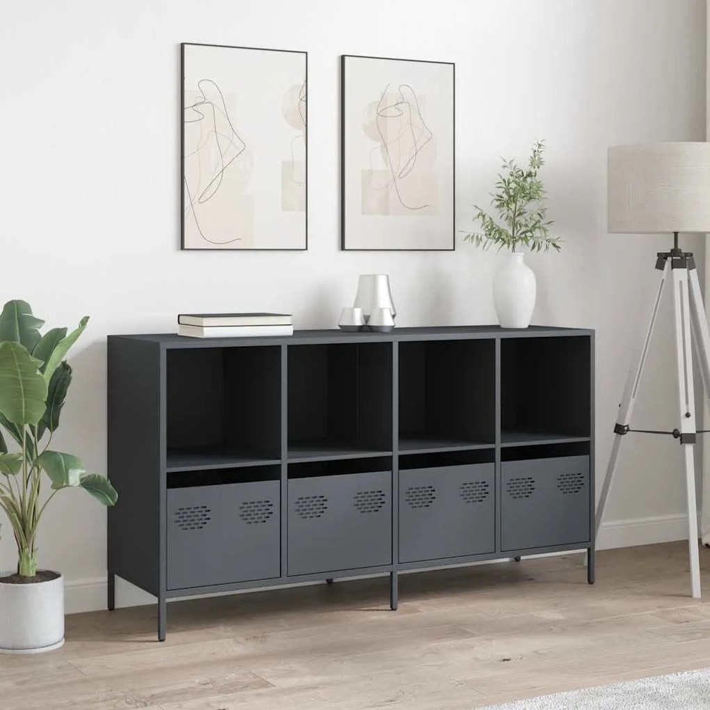 Ντουλάπι Ανθρακί 135x39x73,5 εκ. από Χάλυβα Ψυχρής Έλασης - Ανθρακί
