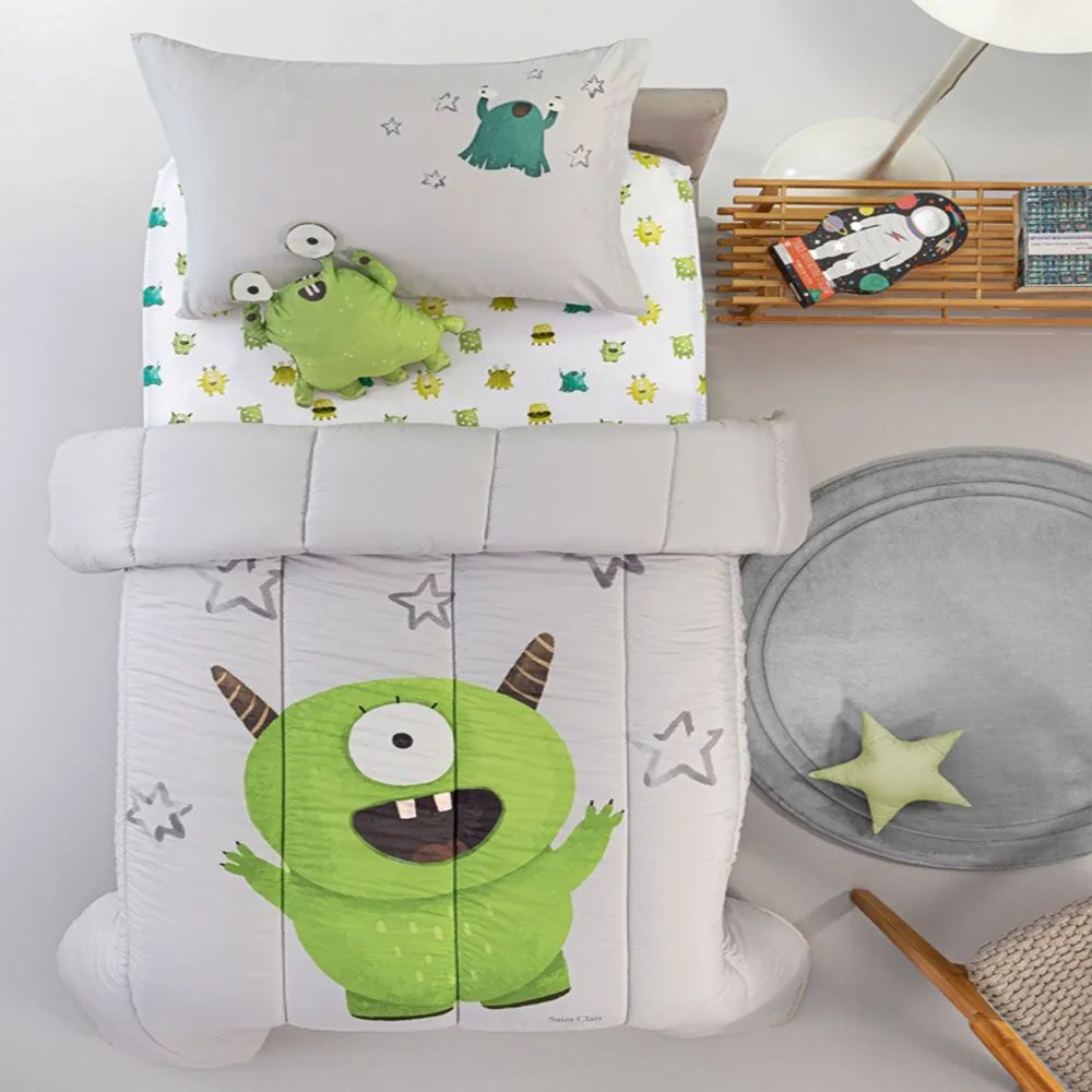 Πάπλωμα Παιδικό Monsters Suede Lime Saint Clair Single 160x220cm Microfiber