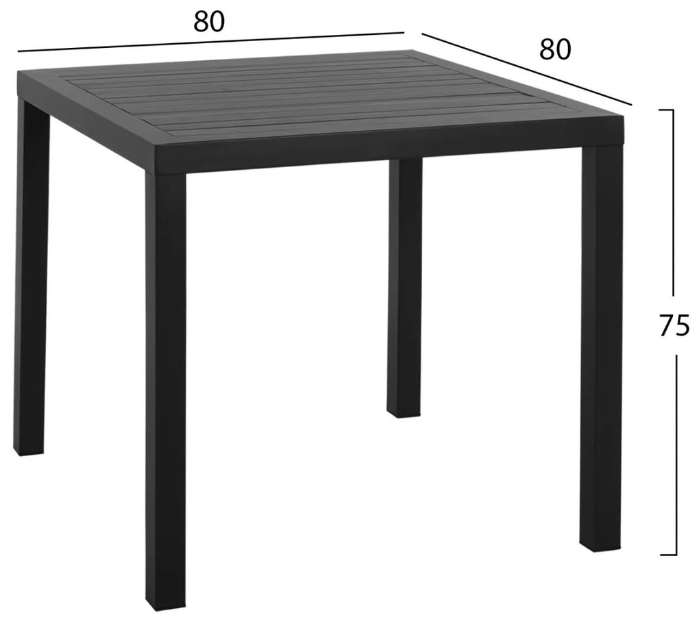 ΣΕΤ ΤΡΑΠΕΖΑΡΙΑ 3ΤΜΧ ΤΡΑΠΕΖΙ ΑΛΟΥΜΙΝΙΟΥ 80X80 &amp; ΠΟΛΥΘΡΟΝΕΣ ΑΝΘΡΑΚΙ