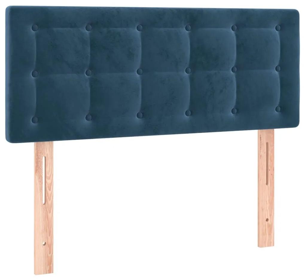 Κρεβάτι Boxspring με Στρώμα Σκούρο Μπλε 120x200 εκ. Βελούδινο - Μπλε