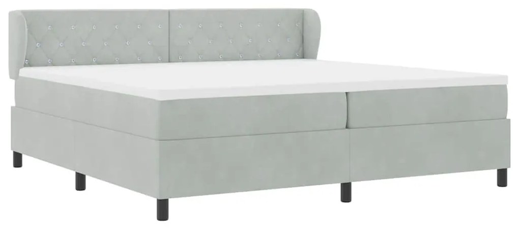 vidaXL Κρεβάτι με ελατήρια με στρώμα Ανοιχτό γκρι 200 x 200 cm Βελούδο