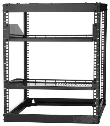 VEVOR 12U Open Frame Network Rack, 585 mm Depth, Wall Mounted or Floor Standing Server Rack, Heavy Duty 4 Post, with Vented Shelves &amp; Mounting Hardware, Holds All Your Networking IT Equipment AV Gear