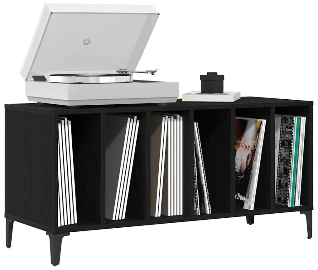 vidaXL Ντουλάπι δίσκων βινυλίου με ράφι Μαύρη Οξυά 100 x 38 x 48 εκ.