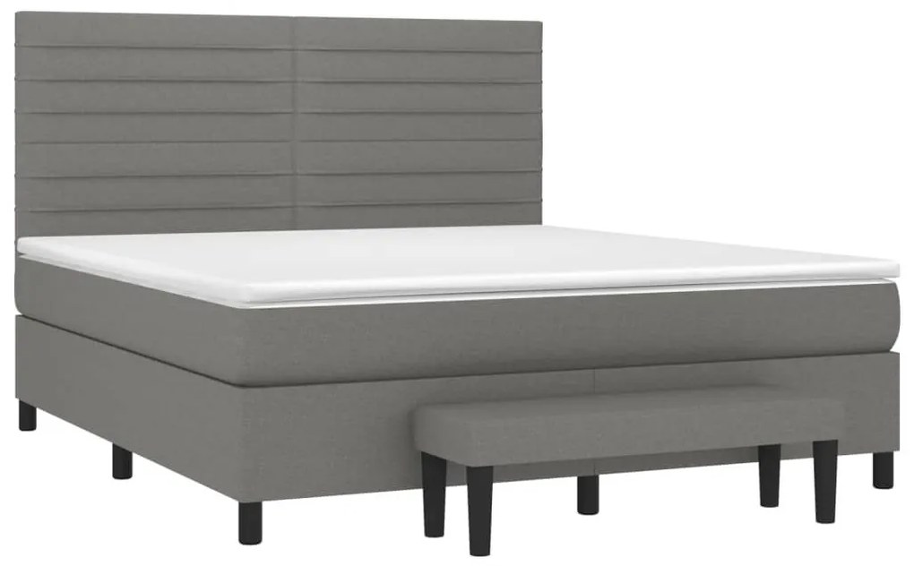 Κρεβάτι Boxspring με Στρώμα Σκούρο Γκρι 160x200 εκ Υφασμάτινο - Γκρι