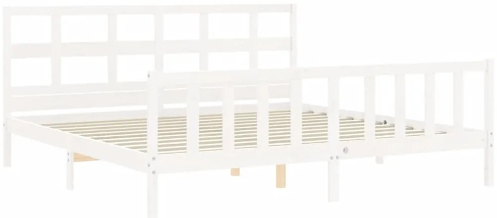 vidaXL Σκελετός Κρεβ. Χωρίς Στρώμα Λευκό 200x200 εκ Μασίφ Πεύκο