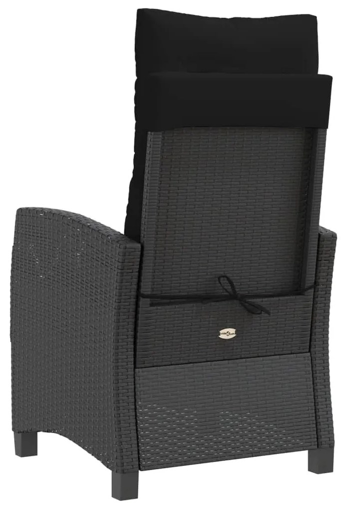 vidaXL Πολυθρόνες Κήπου Ανακλ/νες 2 τεμ. Μαύρες Συνθ. Ρατάν+Μαξιλάρια